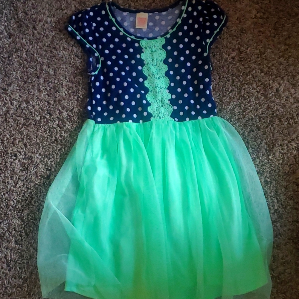 NWOT girls size 10/12 blue and green dress